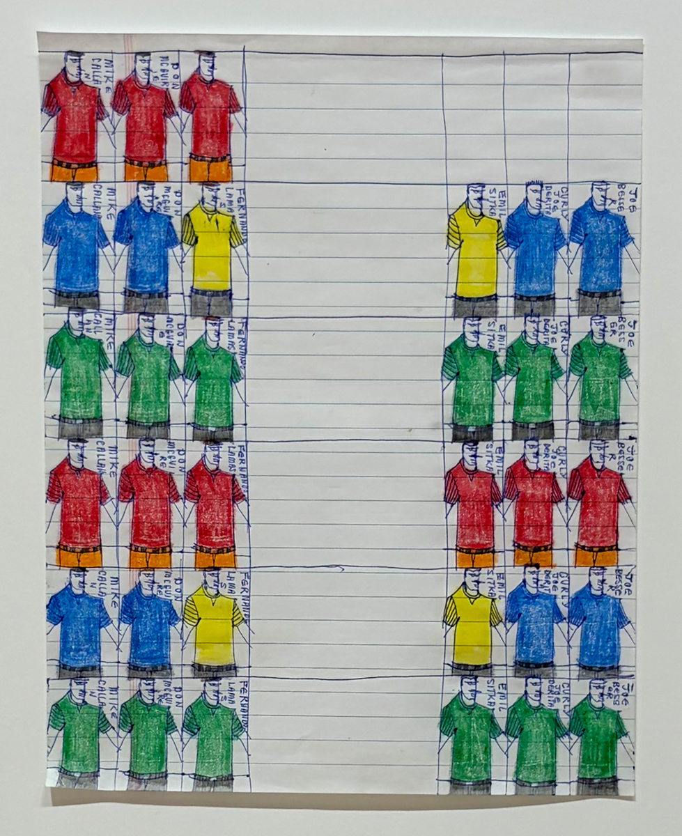 men in multiple colored shirts