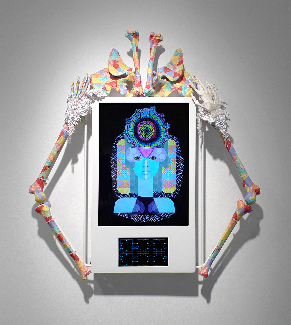 video sculpture with avatar