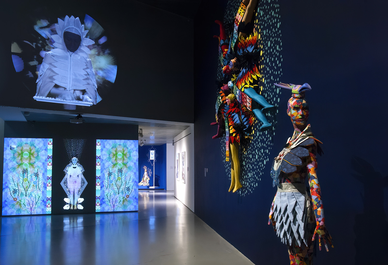 Installation view of A Cabinet of Anticipation by Saya Woolfalk at the Contemporary Arts Center, Cincinnati