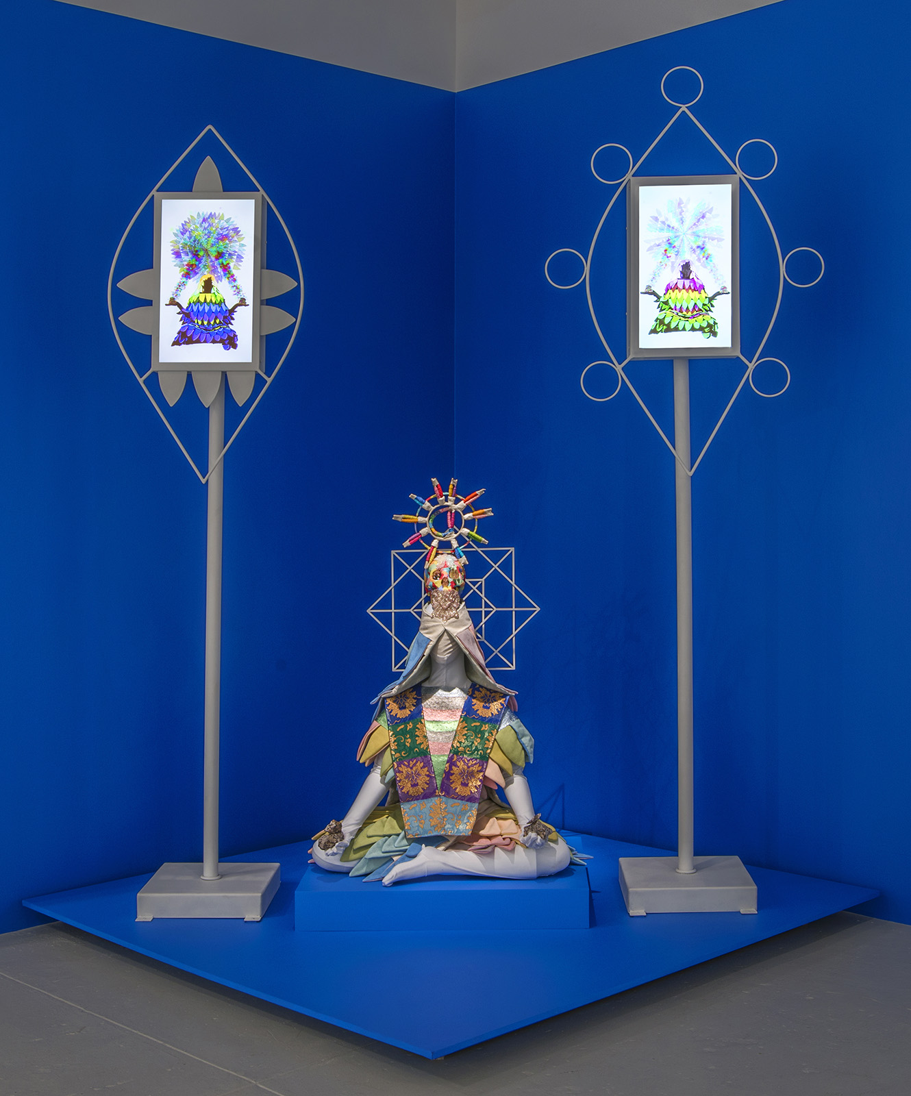 Sculpture with two video monitors