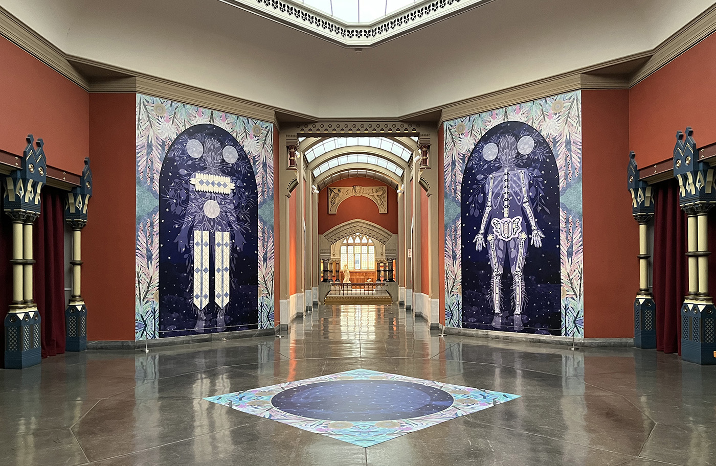 installation view of We Emerge From the Sunset of Your Ideology by Saya Woolfalk at the Pennsylvania Academy of the Fine Arts Museum