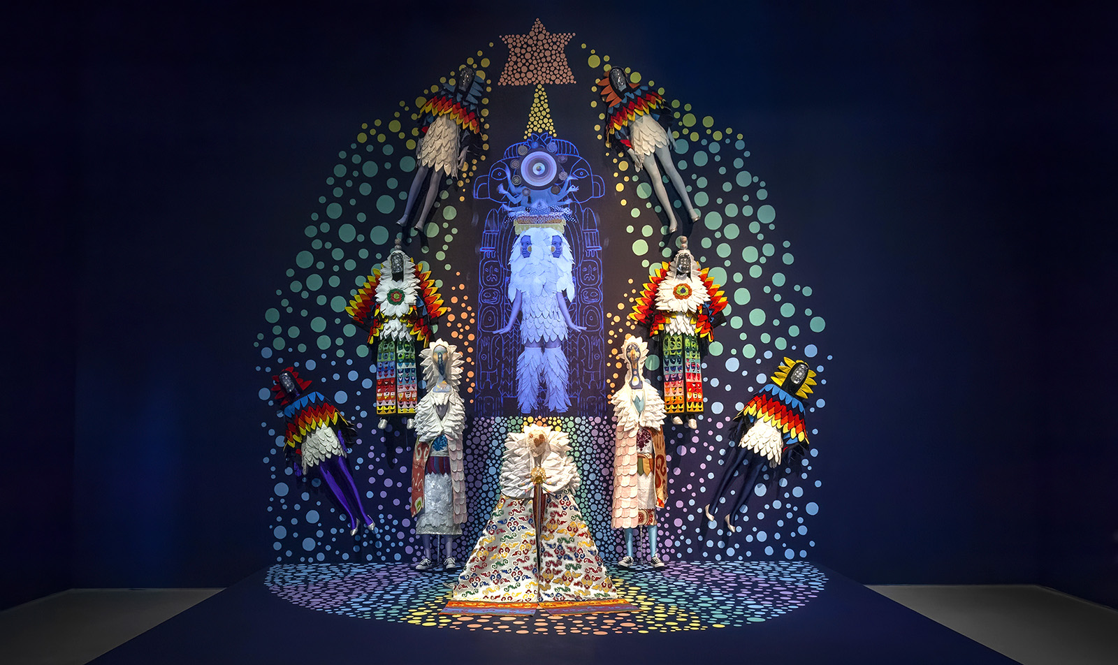 Installation view of Star Compulsion by Saya Woolfalk at the Contemporary Arts Center, Cincinnati