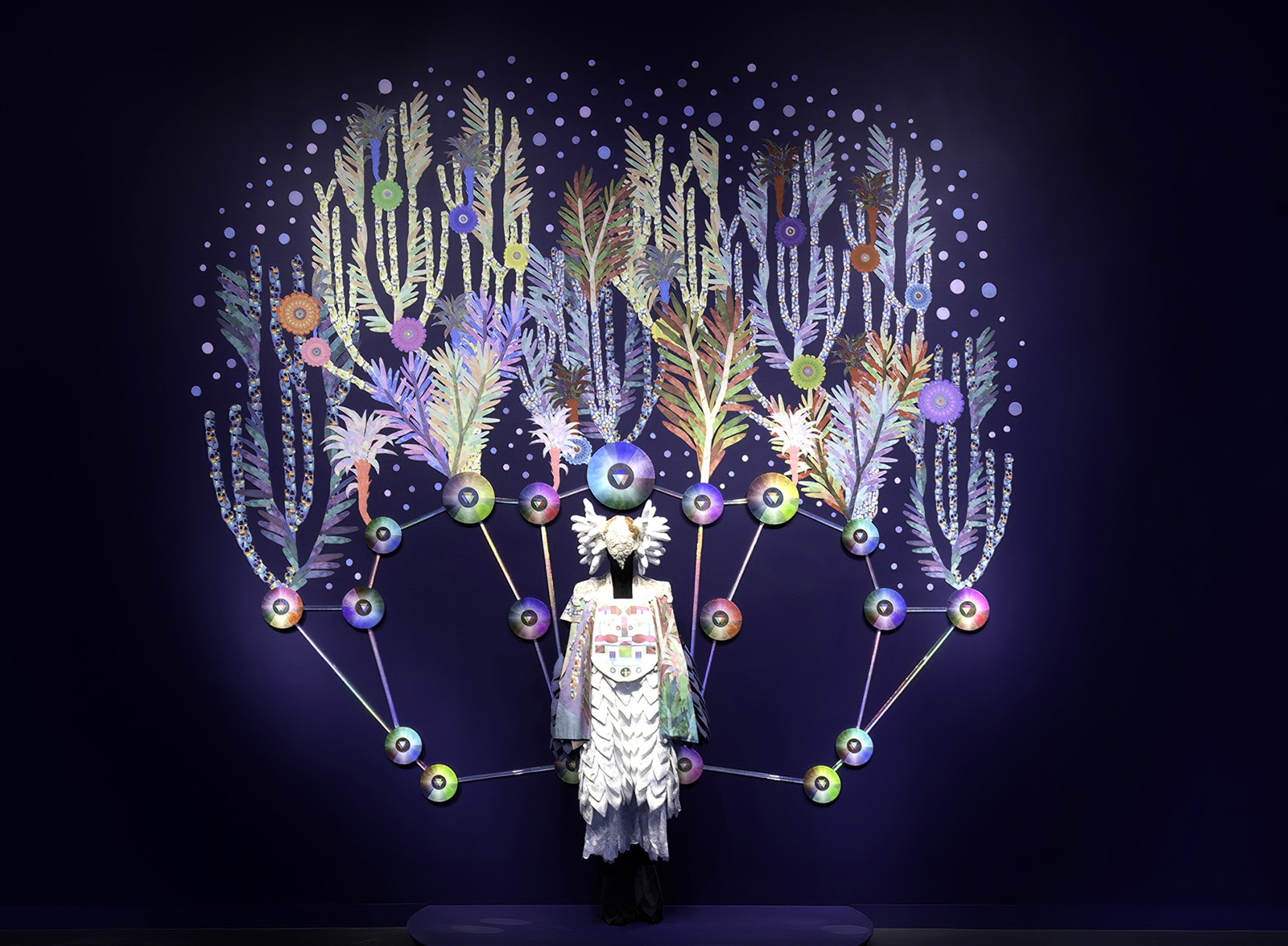 installation view of video projection with one figure