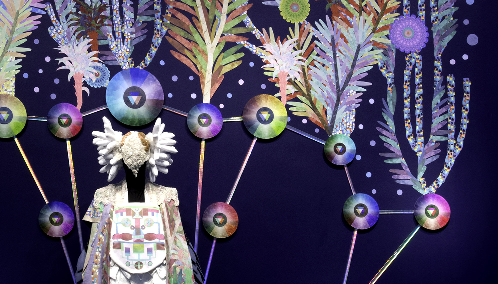 installation view of video projection with one figure (detail)