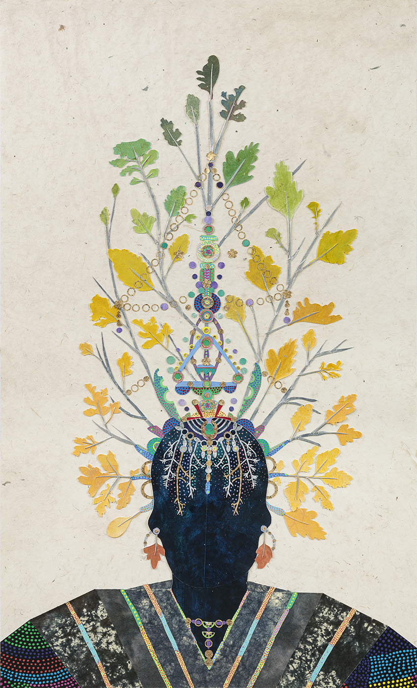 Black female figure with leafy headdress